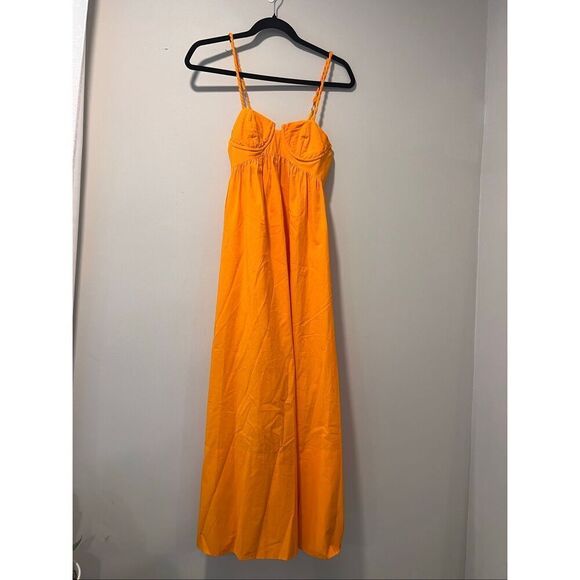 FARM Rio Women's Bright Orange Sleeveless Bustier Cotton Maxi Dress XS NWOT - Picture 6 of 12